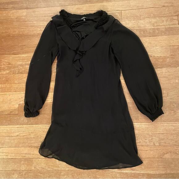 Kenzie black long sleeve party cocktail shift mini dress size 6 b4 - Picture 1 of 5